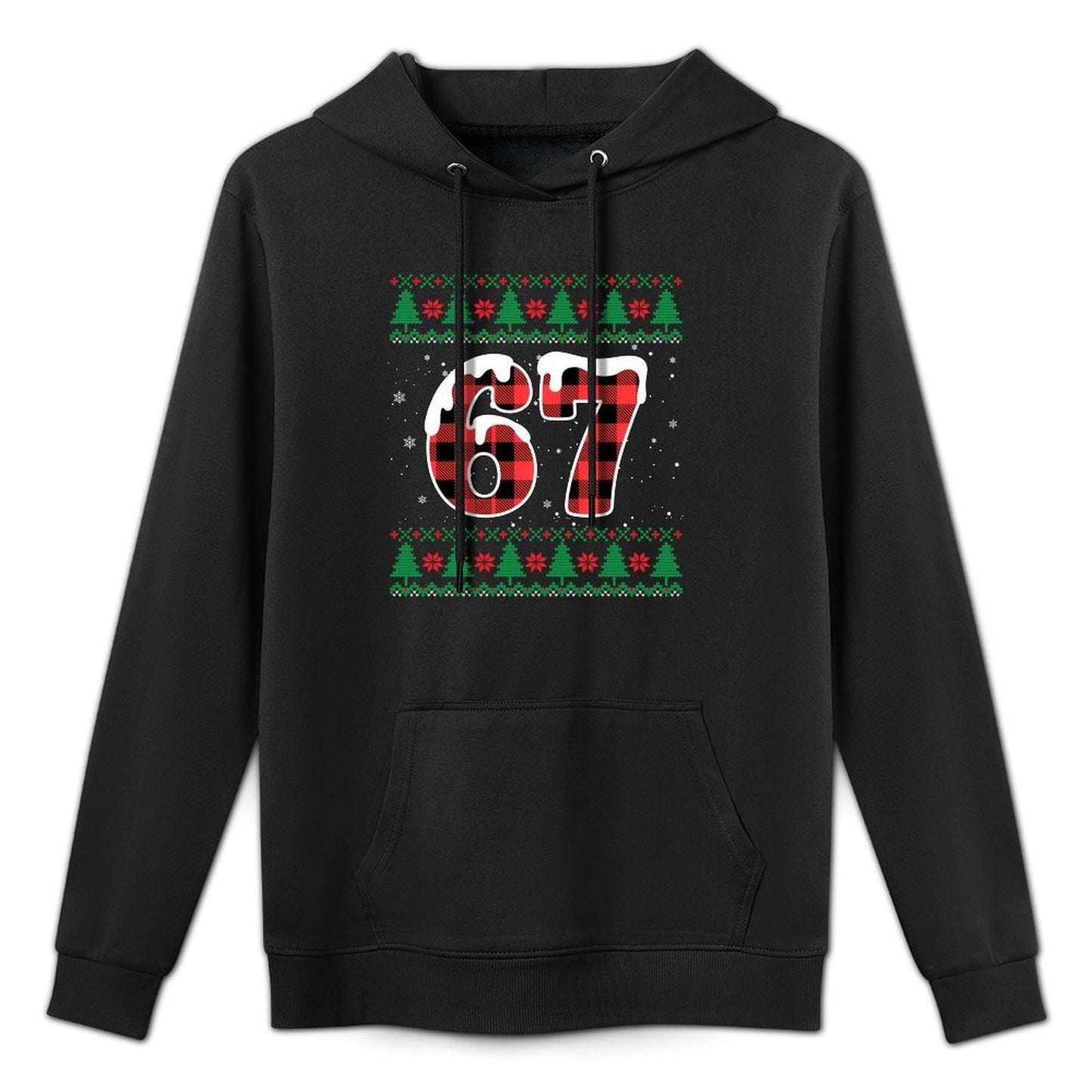 Funny 67 Six Seven Meme Brainrot Cringe Christmas Pajamas Sweatshirt Adjustable Hood Hoodie
