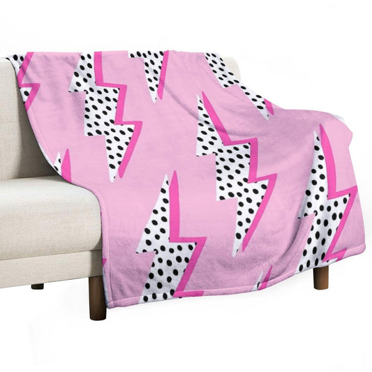 Pink Lightning Bolt Throw Blanket