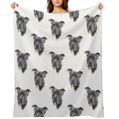 Blue Staffy Throw Blanket