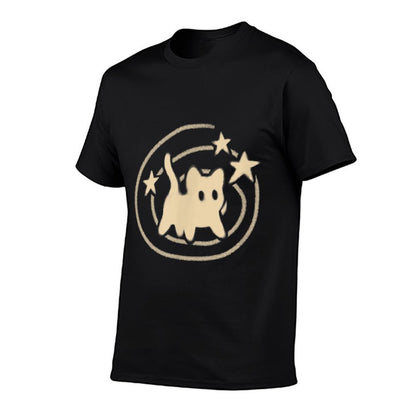 90s Y2K Scary Tomcat Cat Is Scared Under Starry Tail  Graphic-printed T-Shirt