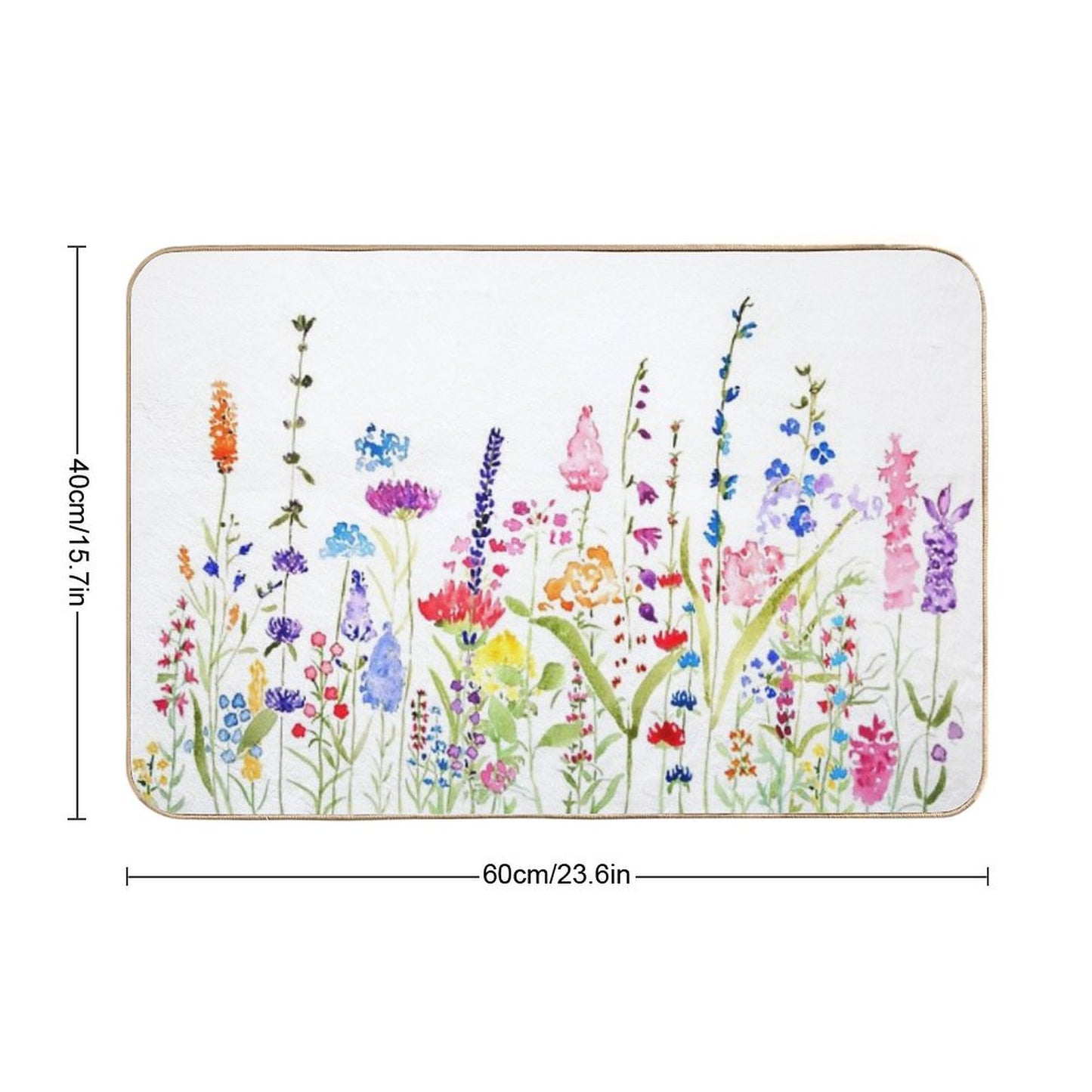 Hand Painted Colorful Wild Flower Field Bath Mat