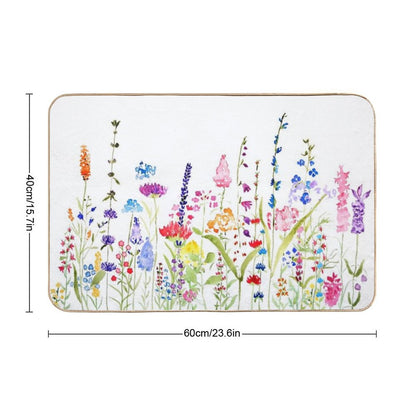 Hand Painted Colorful Wild Flower Field Bath Mat