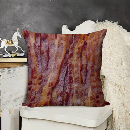 Fried Bacon Linen Throw Pillow Cover