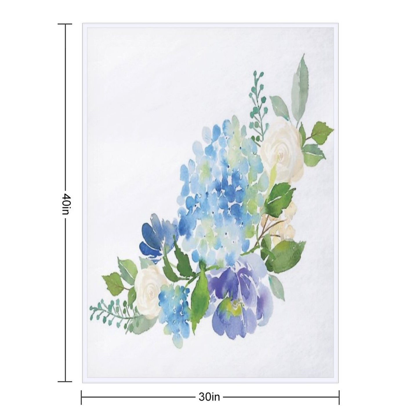 Blue Watercolor Hydrangea Throw Blanket