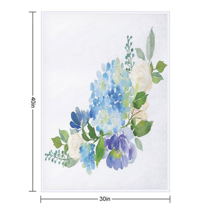 Blue Watercolor Hydrangea Throw Blanket