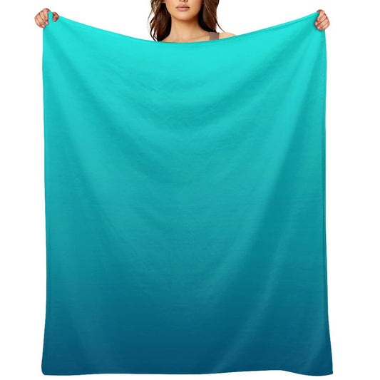 Preppy Summer Beach Teal Blue Turquoise Ombre Throw Blanket