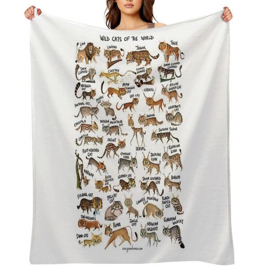 Wild Cats of The World Throw Blanket