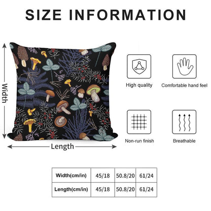 Dark Wild Forest Mushrooms Soft Anti-Pilling Throw Pillow