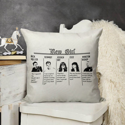 New Girl Linen Throw Pillow Cover