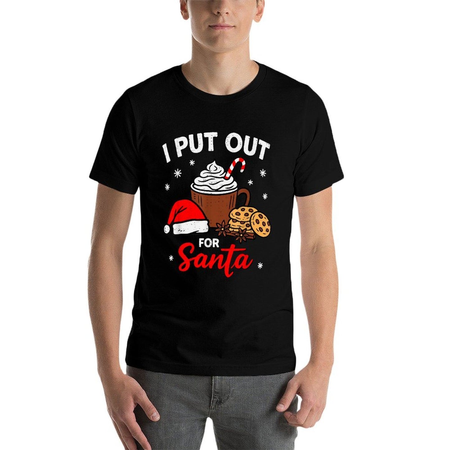 I Put Out for Santa Funny Xmas Christmas Couple Matching  Stretchy T-Shirt