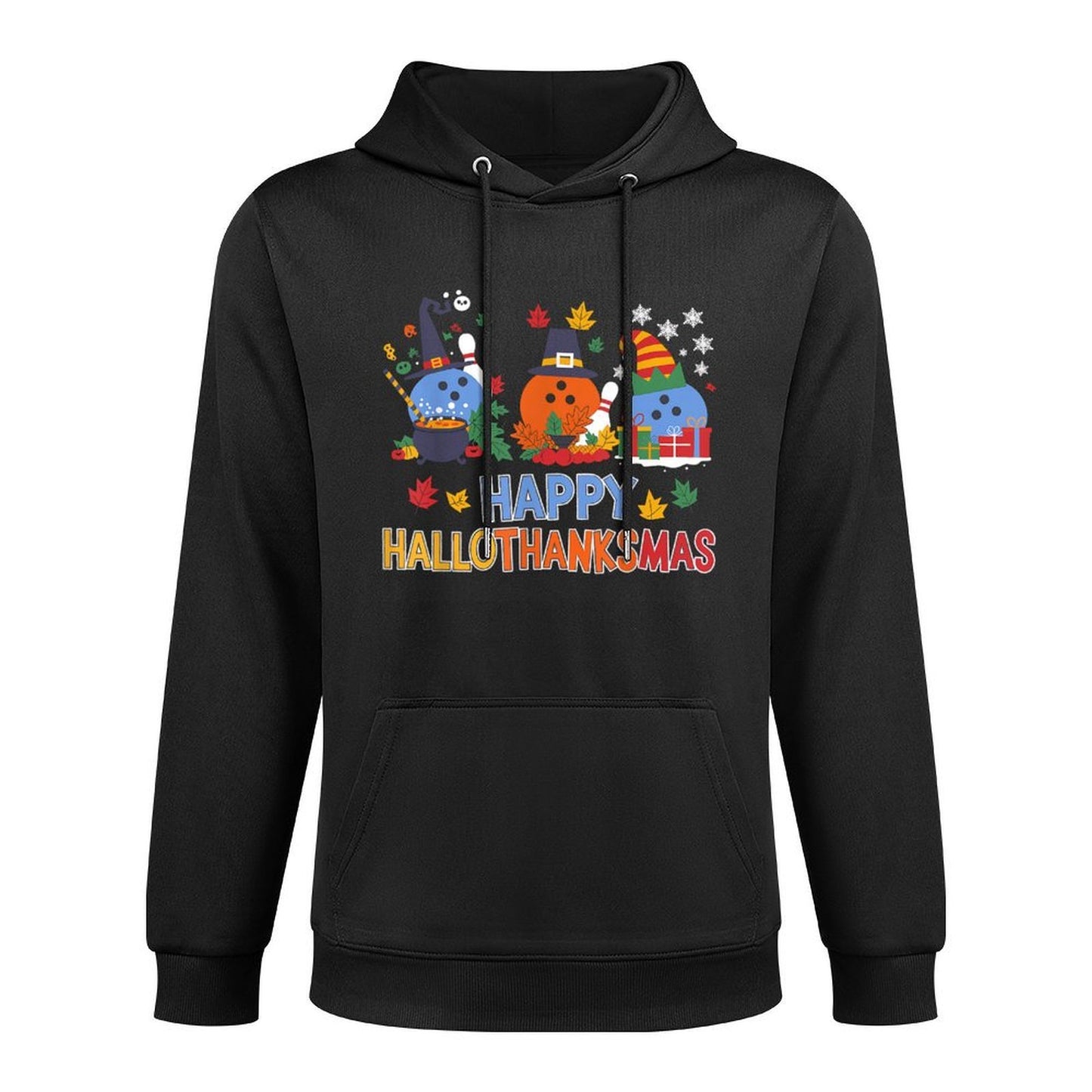 Cute Hallothanksmas Bowling Halloween Thanksgiving Christmas Moisture-Wicking Hoodie