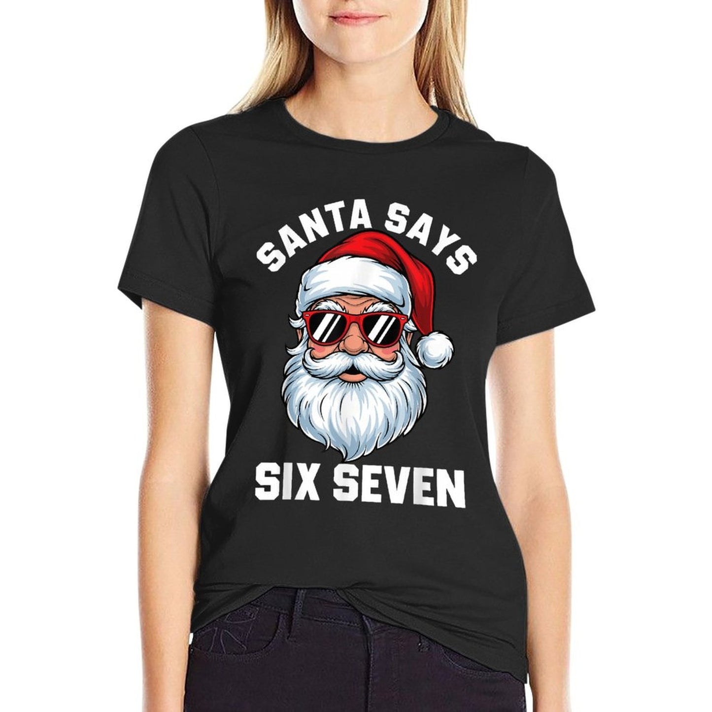Funny Santa Says Six Seven Christmas 67 Meme Xmas Boys Girls  Heathered Texture T-Shirt
