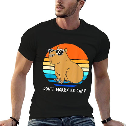 Retro Rodent Funny Capybara Dont Be Worry Be Capy  Tagless Design T-Shirt