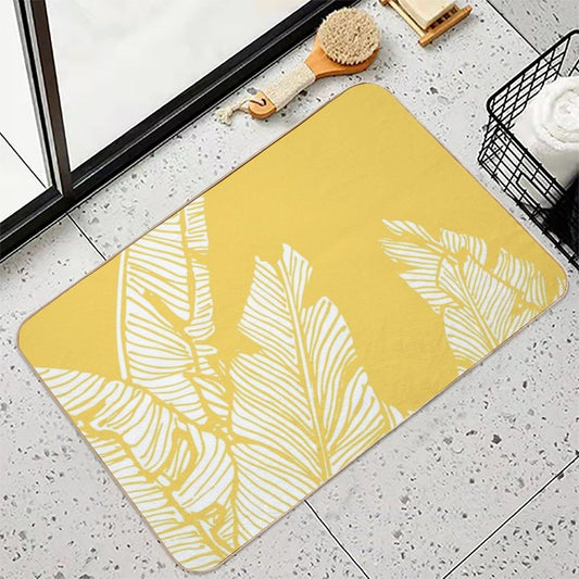 Banana Leaves on Yellow Bath Mat