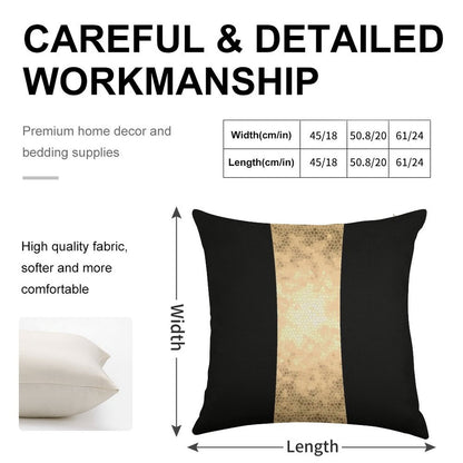 Elegant Gold And Black Design Linen Throw Pillow Cover
