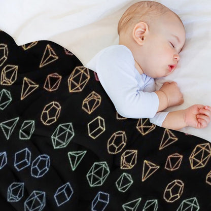 DnD Dice Rainbow on Black Pattern Throw Blanket