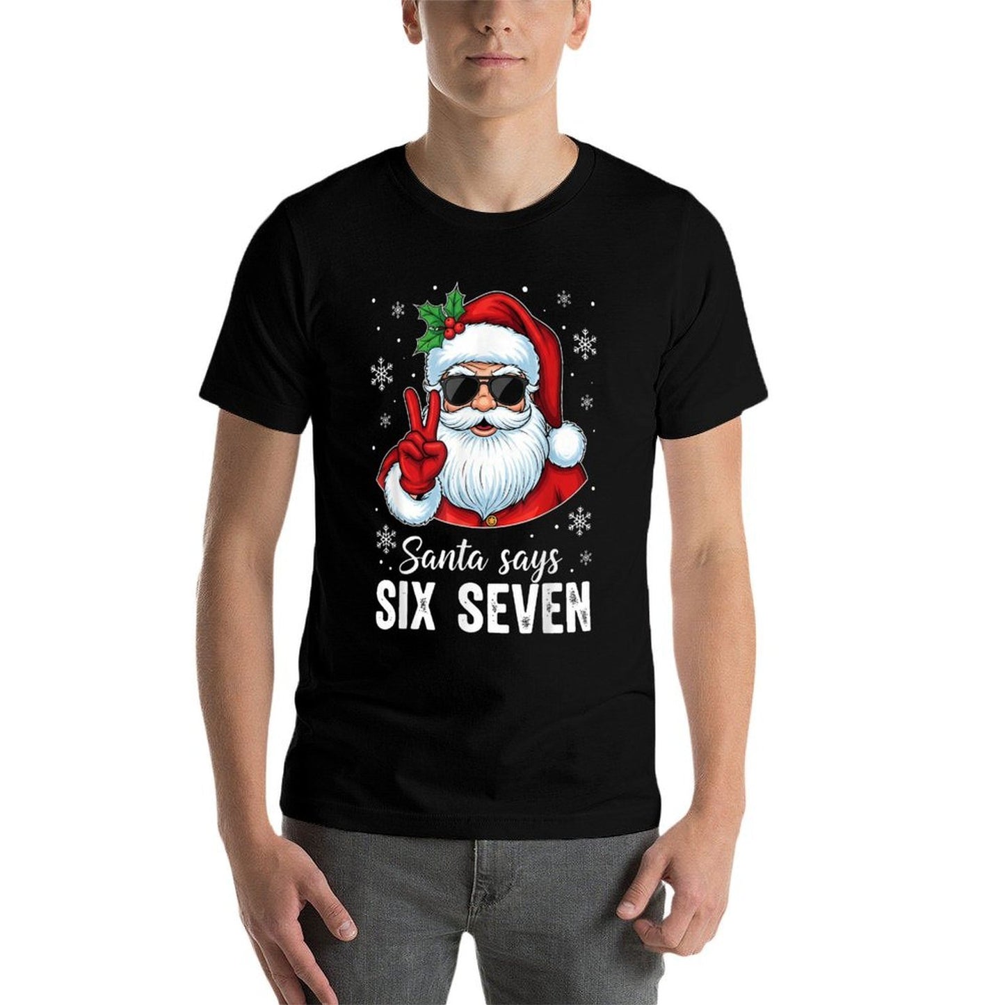Funny Santa Says Six Seven Christmas 67 Meme Xmas Boys Girls  Stretchy T-Shirt