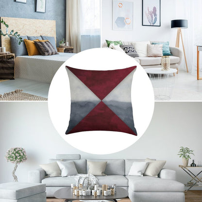 Maroon And Grey Linen Throw Pillow Cover