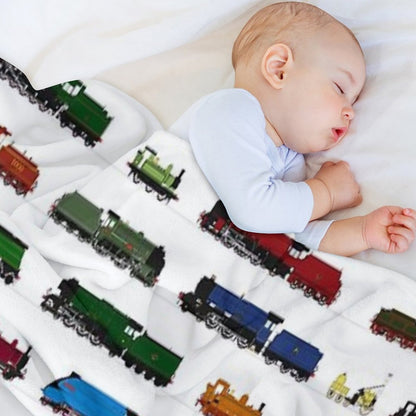 Iconic British Steam Trains Throw Blanket