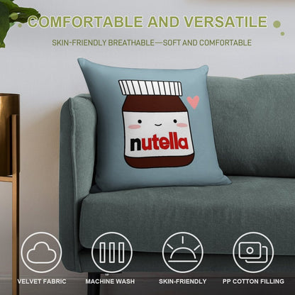Cute Nutella Jar Soft Fade-Resistant Throw Pillow