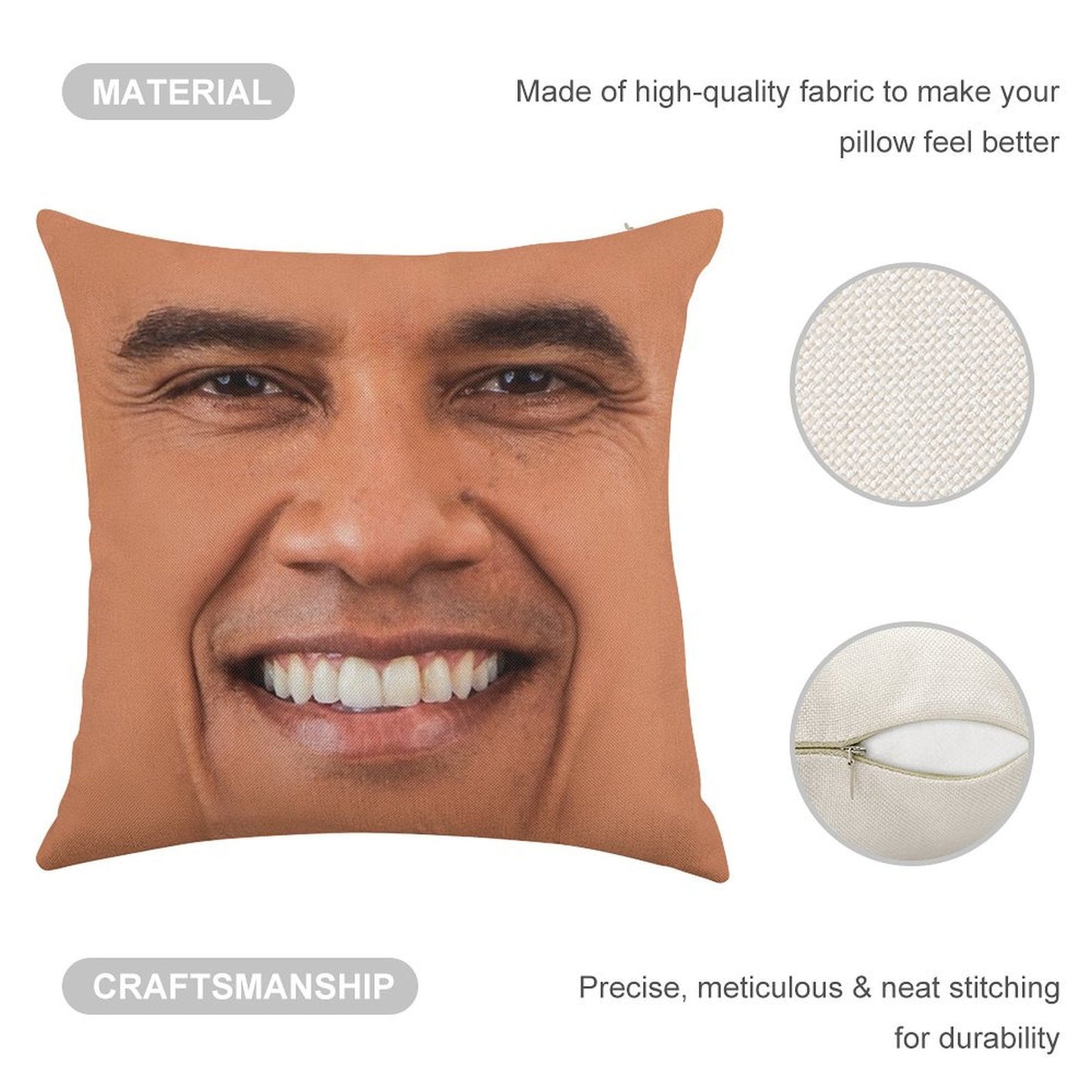 Obama Linen Throw Pillow Cover