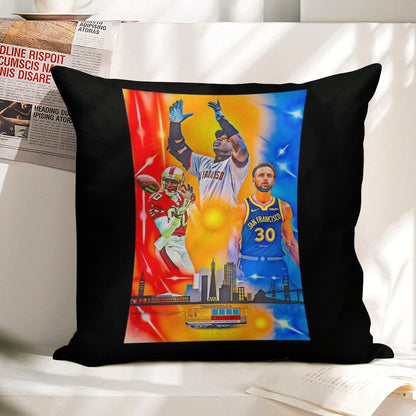 San Francisco Sports Legends Linen Throw Pillow Cover