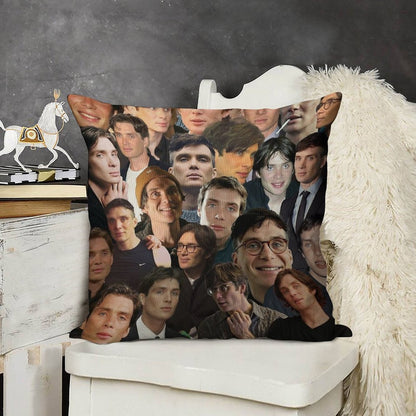 Cillian Murphy Photo Collage Linen Throw Pillow Cover