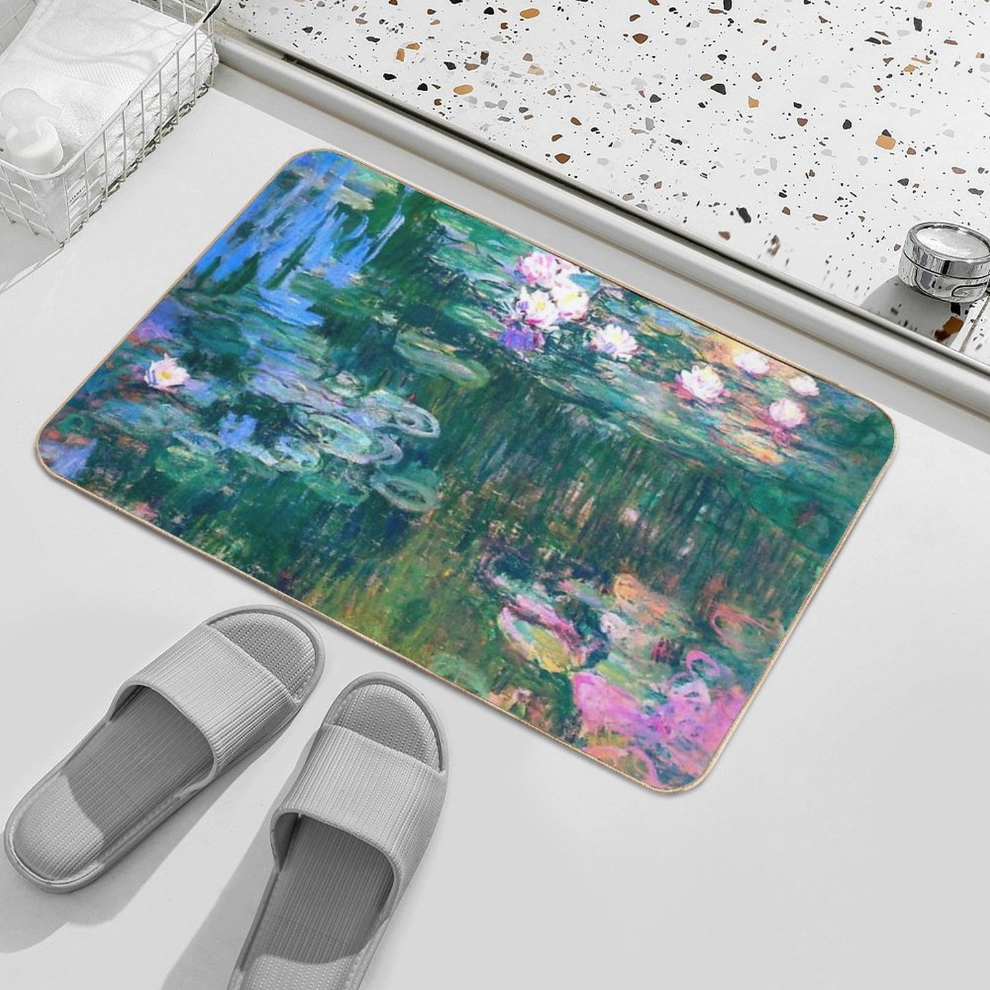 Water Lilies Monet  Dirt-Trapping Bath Mat