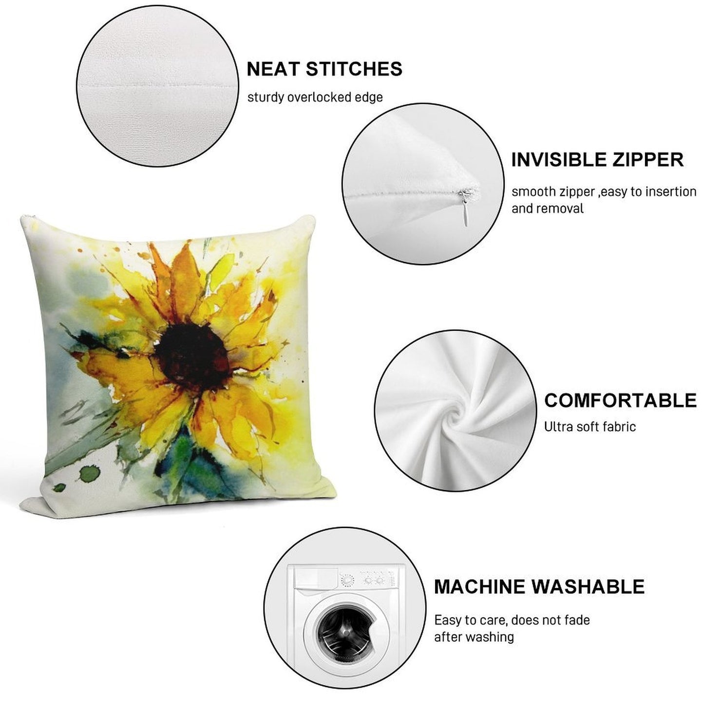 Sunflower Soft Bedroom Essential Throw Pillow