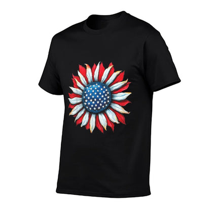 Sunflower American 4th of July Women Men Merica USA  High-quality Stitching T-Shirt