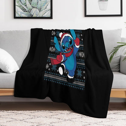 Stitch Happy Holiday Gift For Fans, For Men And Women, Gift Halloween, Thanksgiving, Christmas Day Throw Blanket