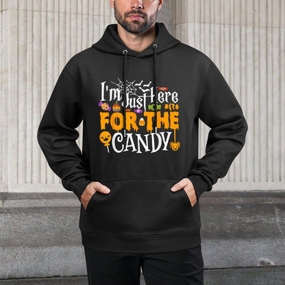 Im Just Here For The Candy Funny Halloween Costume Shrink-Resistant Hoodie