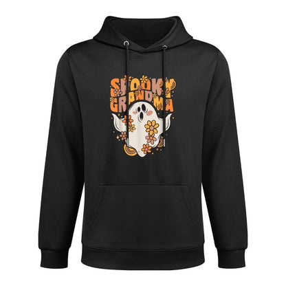 Spooky Grandma Groovy Ghost With Vintage Flowers Halloween Adjustable Hood Hoodie