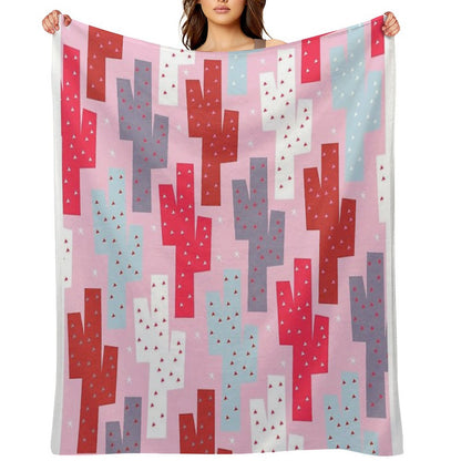 Sweet Cactus Pattern Throw Blanket