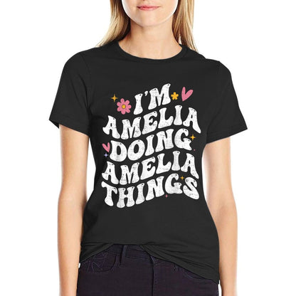 I&#39;m Amelia Doing Amelia Things Retro Groovy Personalized T-Shirt