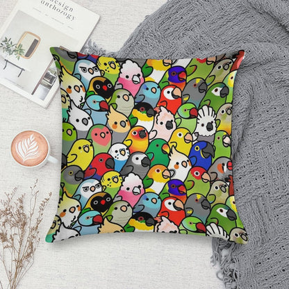 Everybirdy Pattern 2023 Soft Short Plush Fabric Throw Pillow