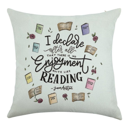 No Enjoyment Like Reading Linen Throw Pillow Cover