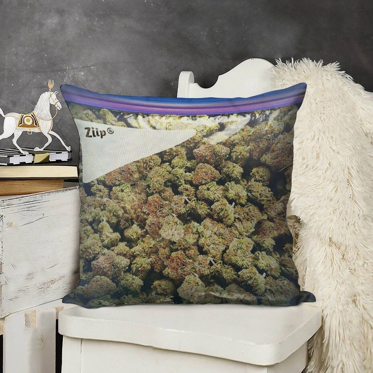 Weed Zip Lock Cannabis Extra Large Dank Linen Throw Pillow Cover