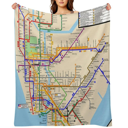 New York City Subway Map Throw Blanket