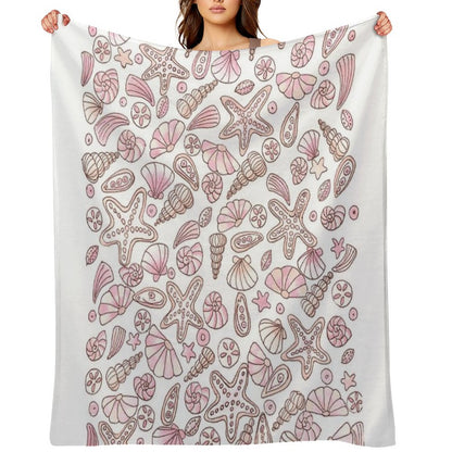 Millennial Pink Seashells Throw Blanket