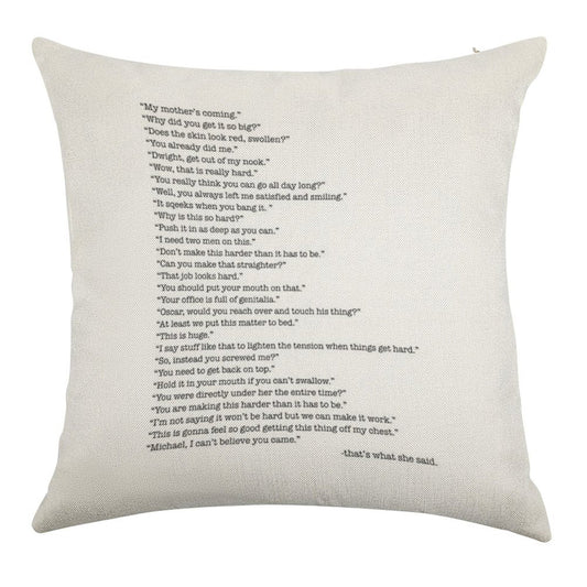Every That's What She Said From The Office Linen Throw Pillow Cover