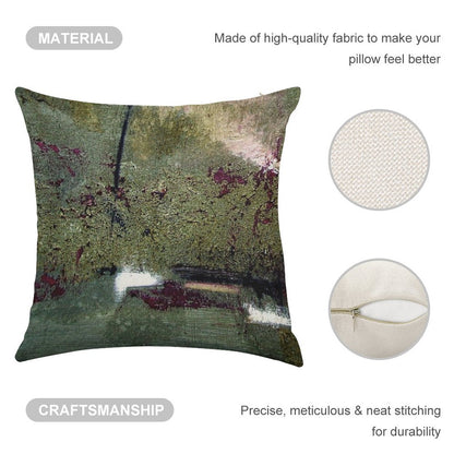 Sage And Plum Textured Abstract Linen Throw Pillow Cover