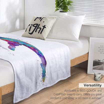 Handball Girl Colorful Watercolor Silhouette Throw Blanket