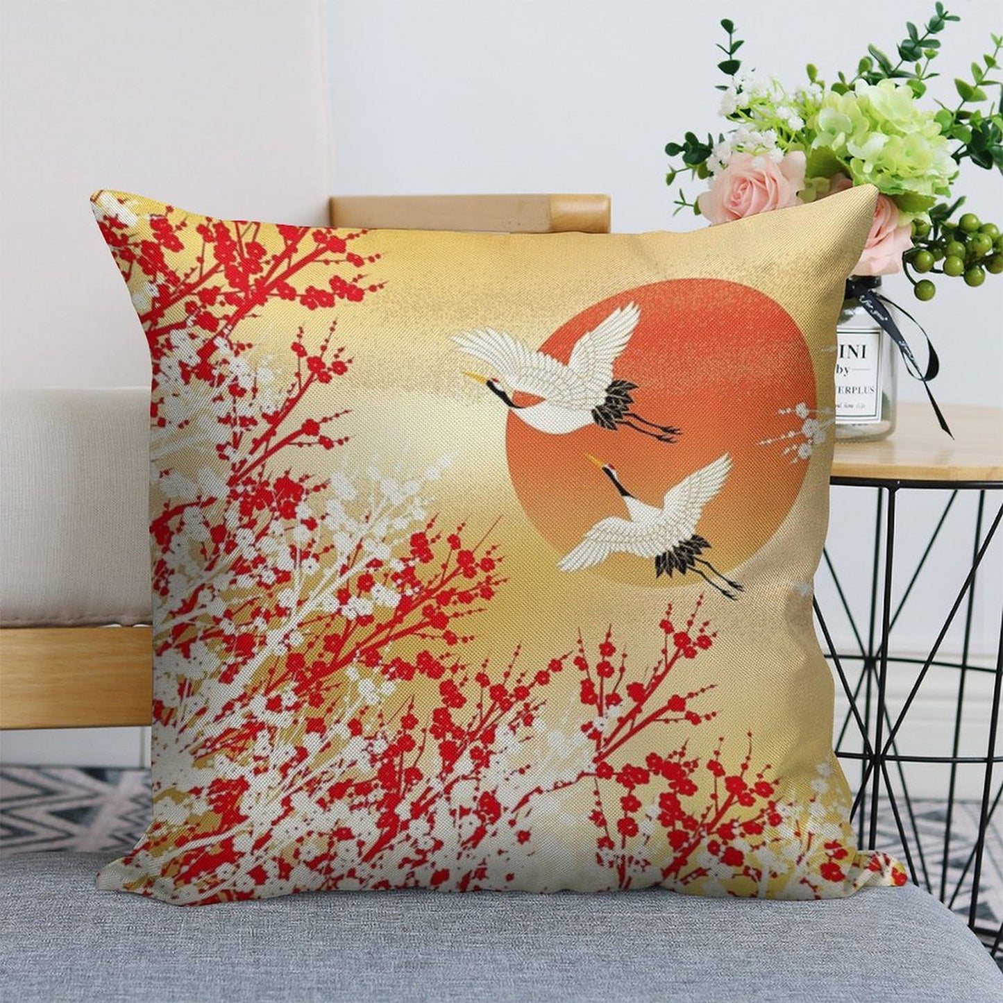 Japan 2 Linen Throw Pillow Cover