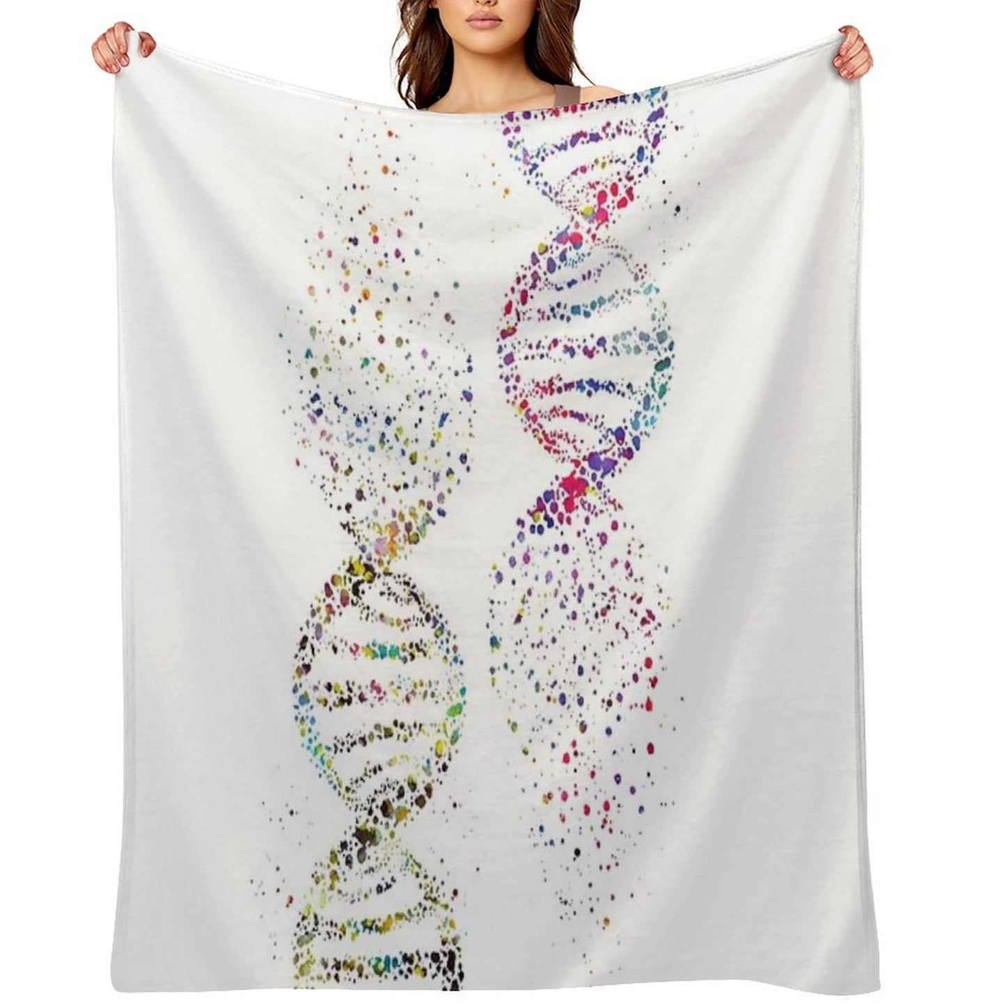 DNA, Watercolor Art,Dna Double Helix Genetic Throw Blanket
