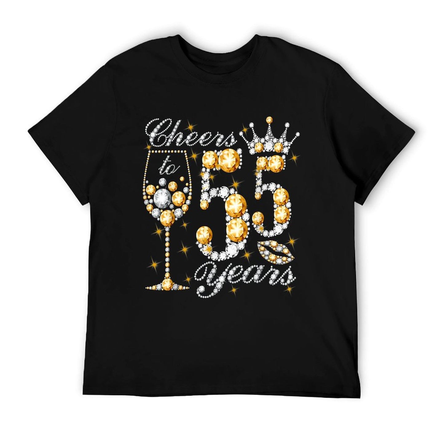 Cheers To 55 Years Old Happy 55th Birthday Queen Drink Wine T-Shirt