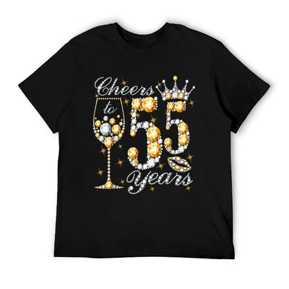 Cheers To 55 Years Old Happy 55th Birthday Queen Drink Wine T-Shirt