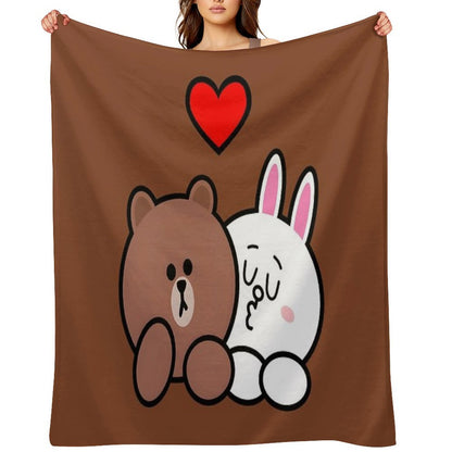 Brown Bear And Cony in Love Classic Throw Blanket