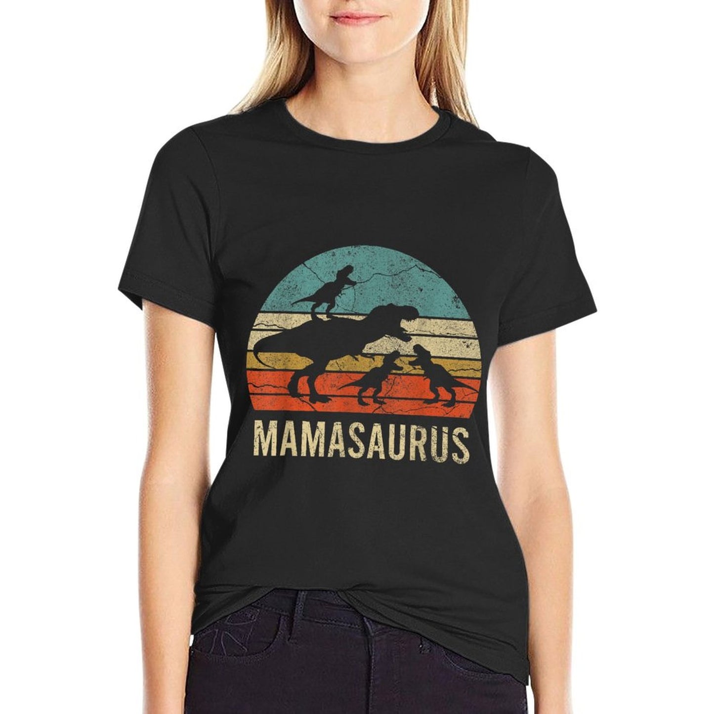 Mommy Mom Mama Dinosaur Funny 3 Three Kids Mamasaurus Gift T-Shirt