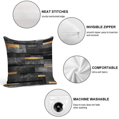 Urban Black & Gold Soft Fade-Resistant Throw Pillow
